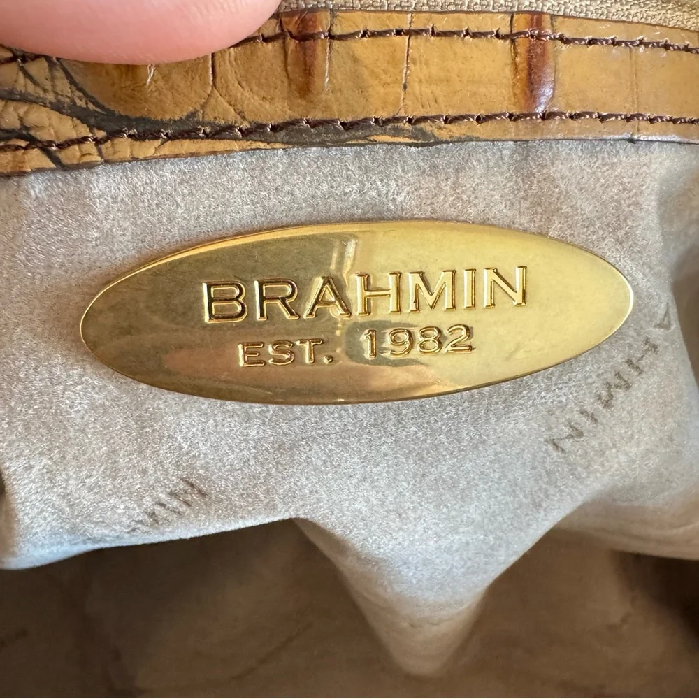 Brahmin Croc Embossed Leather Satchel Bag‎ in Toasted Pecan Melbourne